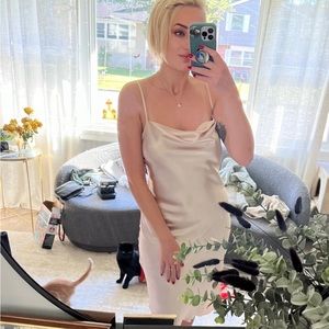 Pale gold slip dress